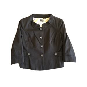 Nicole Miller Womens Black Solid Button Down Blazer Size 10